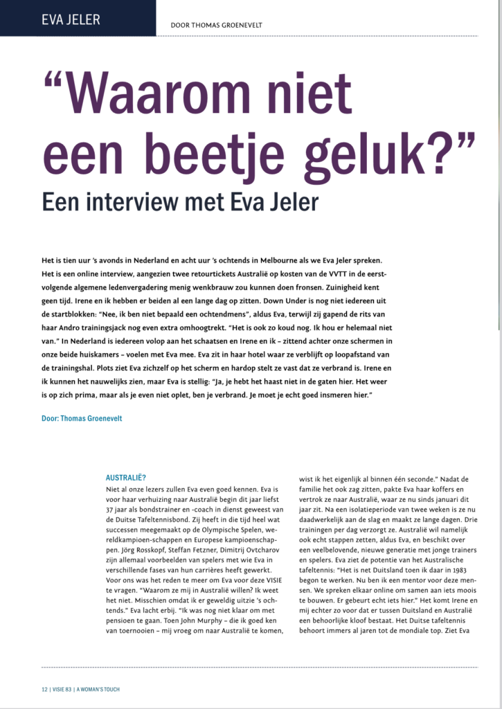 Interview Eva Jeler in Visie (NL)